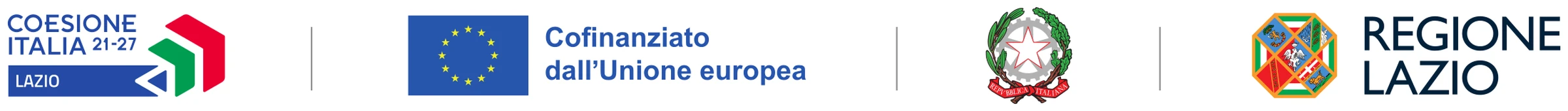 Coesione Italia 21-27 Lazio, Cofinanziato dall&rsquo;Unione europea, Repubblica Italiana, Regione Lazio